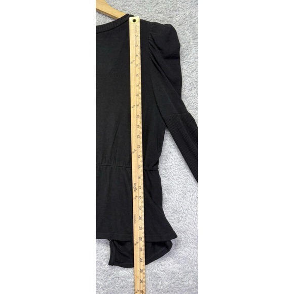 Womens Black Cardigan Large Victorian Goth Steampunk Puff Sleeve Vtg Gold Button - Picture 8 of 12